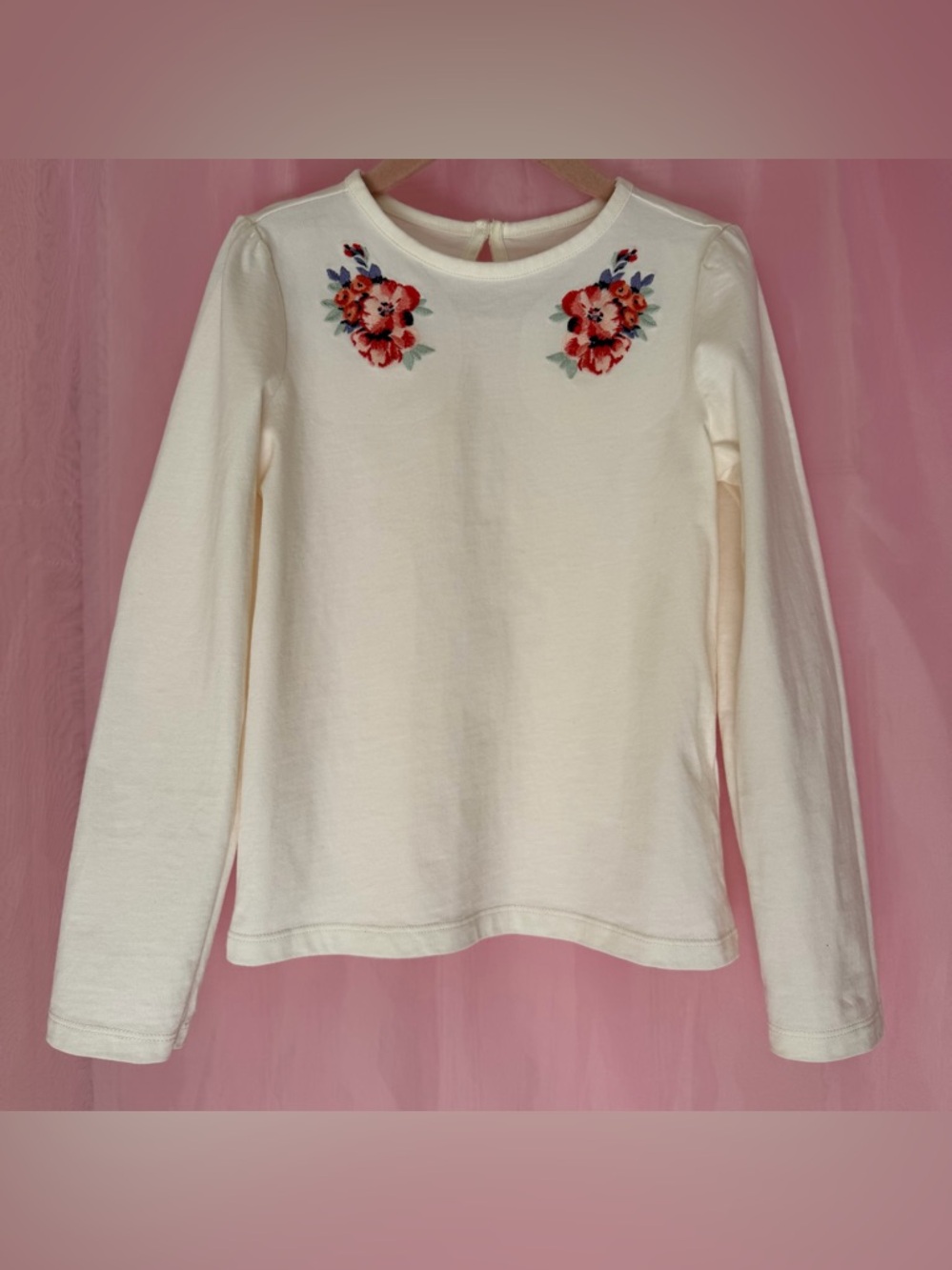 Janie and Jack 100% Cotton Embroidered Floral Tee Size 6